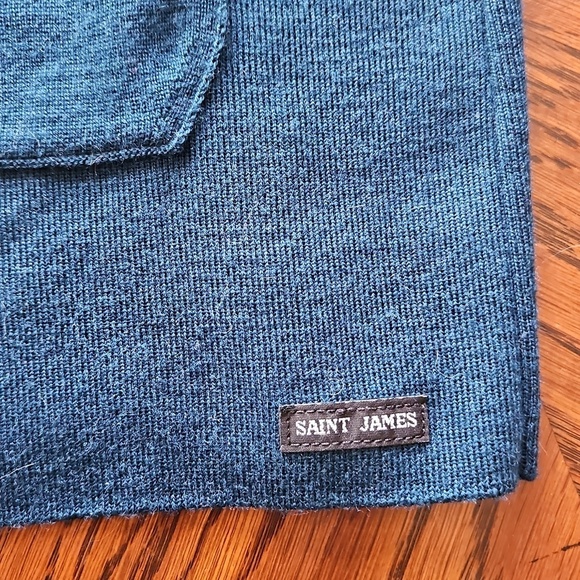 Saint James New Wool Blue Cardigan Sweater Est. Size Large - Picture 5 of 16